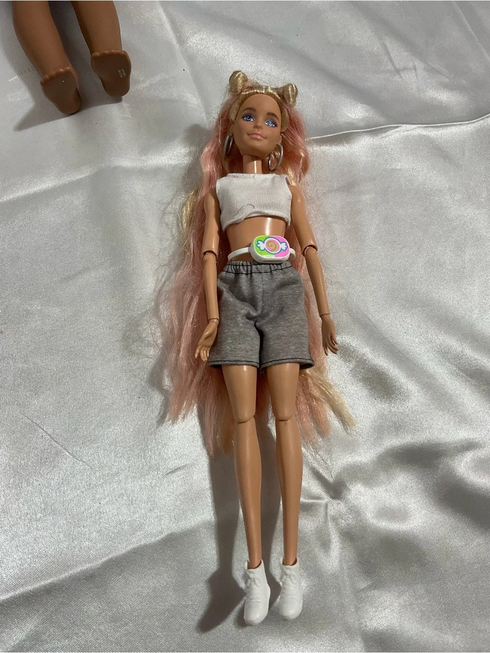 Mattel Barbie Doll with Pink Blonde Hair and White Top